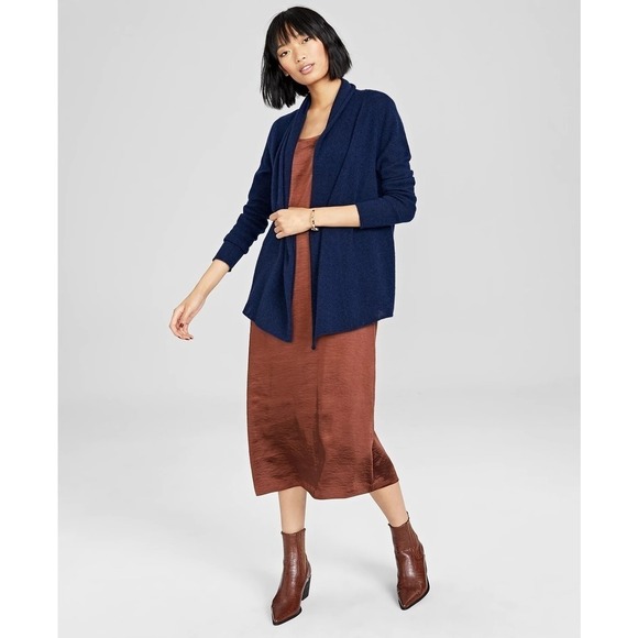 Charter Club Cashmere Open-Front Cardigan Admiral Blue MP - Picture 1 of 1